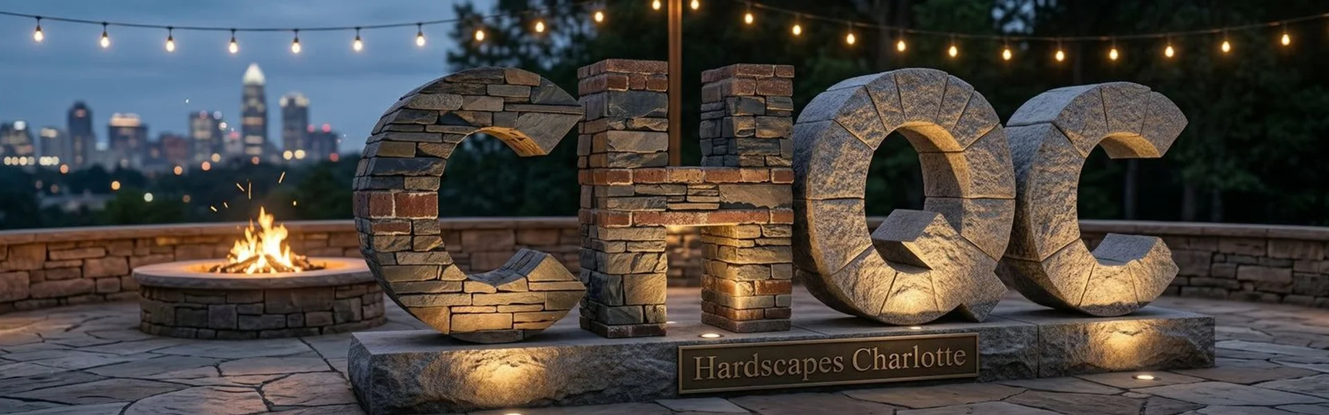 Outdoor patio with evening ambiance