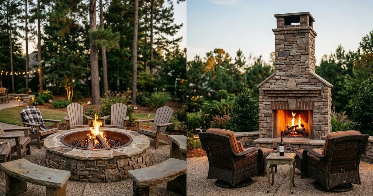 Fire pit versus outdoor fireplace comparison for NC backyards