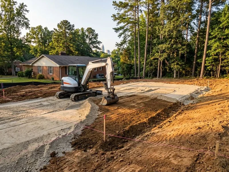 Professional property grading on Charlotte residential lot